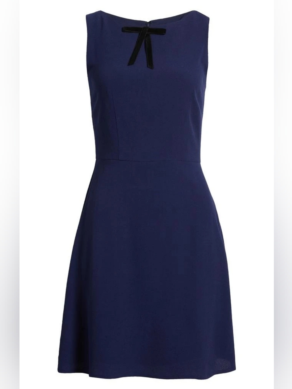 Charles Henry Navy Sleeveless Fit & Flare Dress with Velvet Bow – Size XS